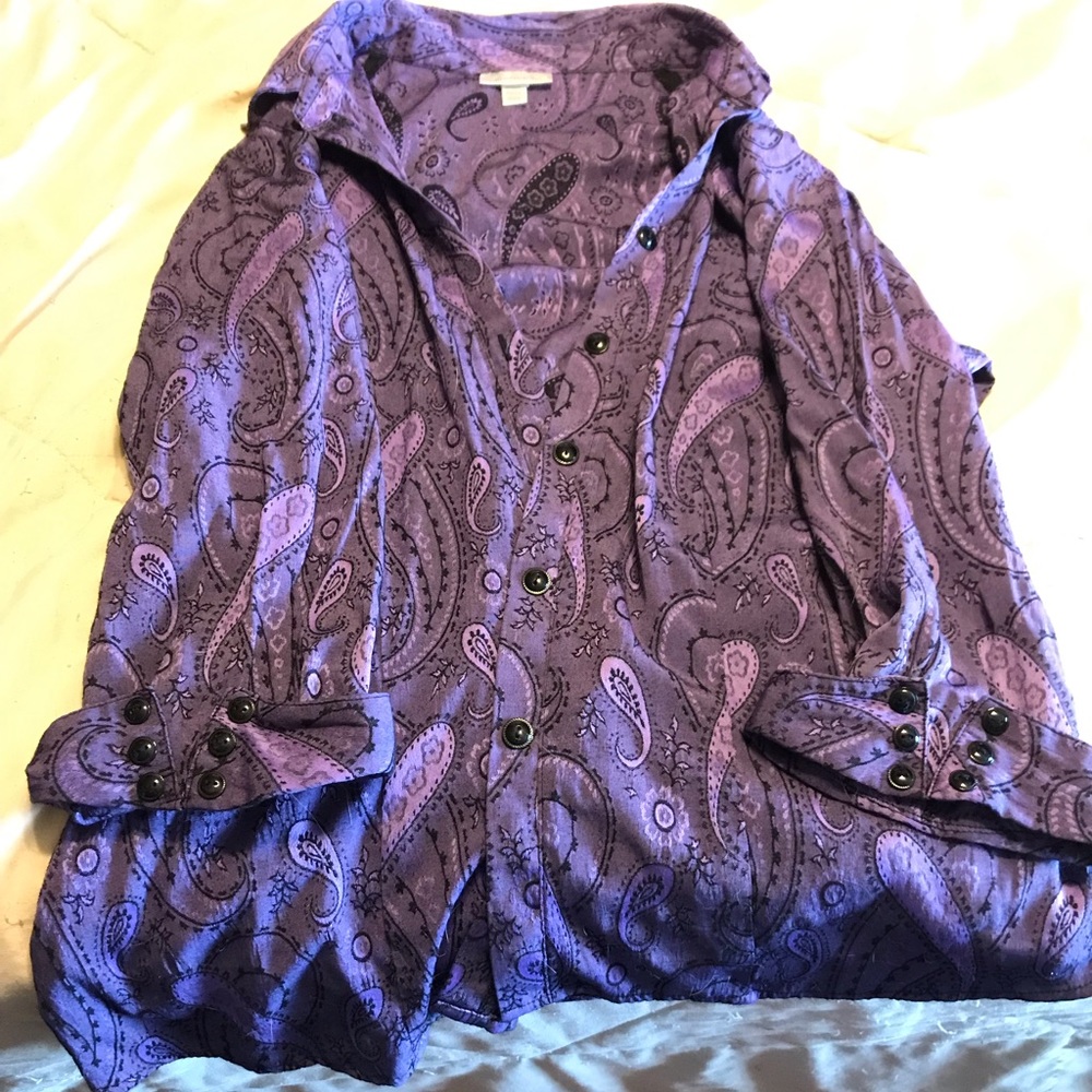 Dress barn purple bandanna print jacket